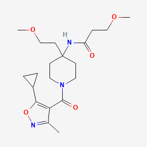 N-[1-(5-cyclopropyl-3-methyl-1,2-oxazole-4-carbonyl)-4-(2-methoxyethyl)piperidin-4-yl]-3-methoxypropanamide