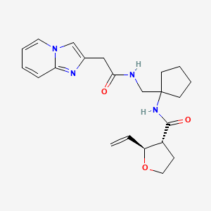 (2S,3R)-2-ethenyl-N-[1-[[(2-imidazo[1,2-a]pyridin-2-ylacetyl)amino]methyl]cyclopentyl]oxolane-3-carboxamide