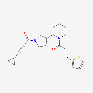 1-[2-[1-(3-Cyclopropylprop-2-ynoyl)pyrrolidin-3-yl]piperidin-1-yl]-3-thiophen-2-ylpropan-1-one