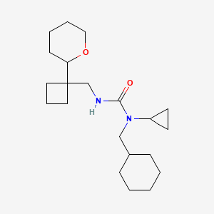 1-(Cyclohexylmethyl)-1-cyclopropyl-3-[[1-(oxan-2-yl)cyclobutyl]methyl]urea