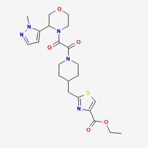 Ethyl 2-[[1-[2-[3-(2-methylpyrazol-3-yl)morpholin-4-yl]-2-oxoacetyl]piperidin-4-yl]methyl]-1,3-thiazole-4-carboxylate