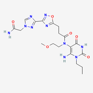 N-(6-amino-2,4-dioxo-1-propylpyrimidin-5-yl)-3-[3-[1-(2-amino-2-oxoethyl)-1,2,4-triazol-3-yl]-1,2,4-oxadiazol-5-yl]-N-(2-methoxyethyl)propanamide