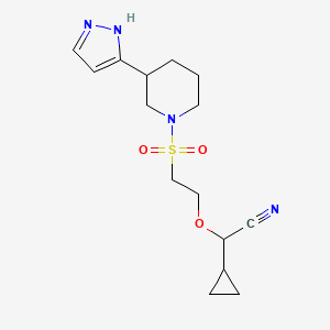 2-cyclopropyl-2-[2-[3-(1H-pyrazol-5-yl)piperidin-1-yl]sulfonylethoxy]acetonitrile