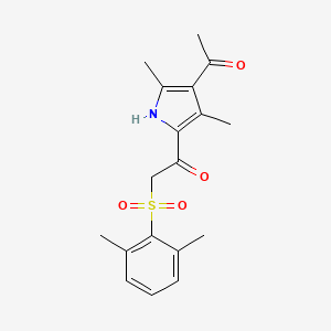 molecular formula C18H21NO4S B7405700 1-(4-acetyl-3,5-dimethyl-1H-pyrrol-2-yl)-2-(2,6-dimethylphenyl)sulfonylethanone 