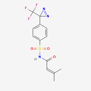 molecular formula C13H12F3N3O3S B7405745 3-methyl-N-[4-[3-(trifluoromethyl)diazirin-3-yl]phenyl]sulfonylbut-2-enamide 