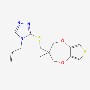 molecular formula C14H17N3O2S2 B7405781 3-[(3-Methyl-2,4-dihydrothieno[3,4-b][1,4]dioxepin-3-yl)methylsulfanyl]-4-prop-2-enyl-1,2,4-triazole 