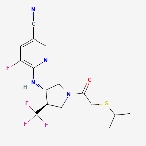 5-fluoro-6-[[(3S,4R)-1-(2-propan-2-ylsulfanylacetyl)-4-(trifluoromethyl)pyrrolidin-3-yl]amino]pyridine-3-carbonitrile