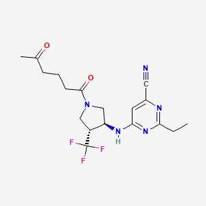 molecular formula C18H22F3N5O2 B7405833 2-ethyl-6-[[(3S,4R)-1-(5-oxohexanoyl)-4-(trifluoromethyl)pyrrolidin-3-yl]amino]pyrimidine-4-carbonitrile 