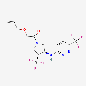 molecular formula C15H16F6N4O2 B7405842 2-prop-2-enoxy-1-[(3R,4S)-3-(trifluoromethyl)-4-[[6-(trifluoromethyl)pyridazin-3-yl]amino]pyrrolidin-1-yl]ethanone 