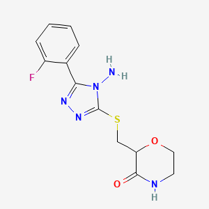 molecular formula C13H14FN5O2S B7405843 2-[[4-Amino-5-(2-fluorophenyl)-1,2,4-triazol-3-yl]sulfanylmethyl]morpholin-3-one 