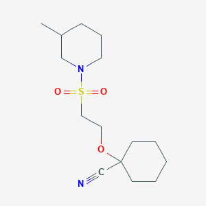 molecular formula C15H26N2O3S B7405862 1-[2-(3-Methylpiperidin-1-yl)sulfonylethoxy]cyclohexane-1-carbonitrile 