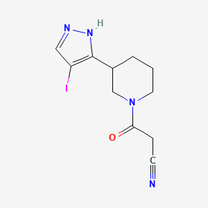 molecular formula C11H13IN4O B7405935 3-[3-(4-iodo-1H-pyrazol-5-yl)piperidin-1-yl]-3-oxopropanenitrile 