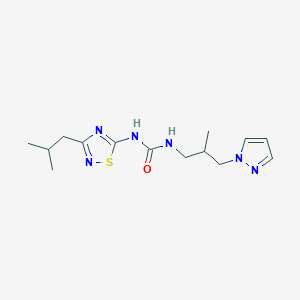 molecular formula C14H22N6OS B7405940 1-[3-(2-Methylpropyl)-1,2,4-thiadiazol-5-yl]-3-(2-methyl-3-pyrazol-1-ylpropyl)urea 