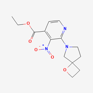 molecular formula C14H17N3O5 B7405946 Ethyl 3-nitro-2-(1-oxa-7-azaspiro[3.4]octan-7-yl)pyridine-4-carboxylate 