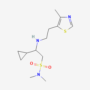 molecular formula C13H23N3O2S2 B7405954 2-cyclopropyl-N,N-dimethyl-2-[2-(4-methyl-1,3-thiazol-5-yl)ethylamino]ethanesulfonamide 