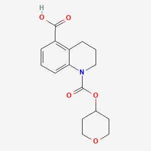 molecular formula C16H19NO5 B7405965 1-(oxan-4-yloxycarbonyl)-3,4-dihydro-2H-quinoline-5-carboxylic acid 