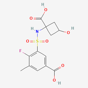 3-[(1-Carboxy-3-hydroxycyclobutyl)sulfamoyl]-4-fluoro-5-methylbenzoic acid