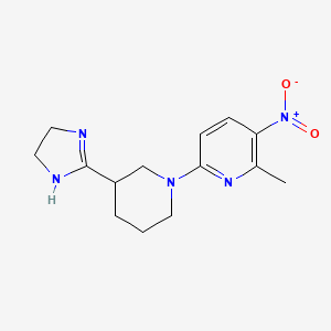 molecular formula C14H19N5O2 B7405997 6-[3-(4,5-dihydro-1H-imidazol-2-yl)piperidin-1-yl]-2-methyl-3-nitropyridine 