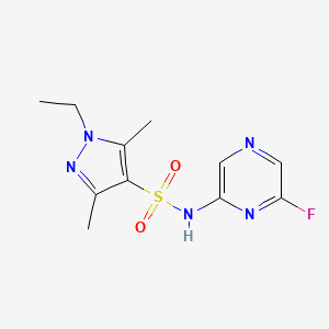 molecular formula C11H14FN5O2S B7406012 1-ethyl-N-(6-fluoropyrazin-2-yl)-3,5-dimethylpyrazole-4-sulfonamide 