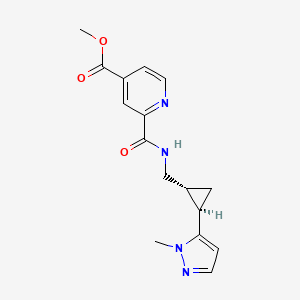 molecular formula C16H18N4O3 B7406021 methyl 2-[[(1R,2R)-2-(2-methylpyrazol-3-yl)cyclopropyl]methylcarbamoyl]pyridine-4-carboxylate 