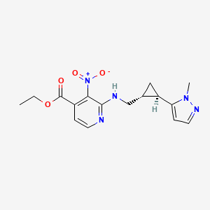 molecular formula C16H19N5O4 B7406032 ethyl 2-[[(1R,2R)-2-(2-methylpyrazol-3-yl)cyclopropyl]methylamino]-3-nitropyridine-4-carboxylate 