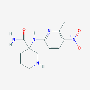 molecular formula C12H17N5O3 B7406044 3-[(6-Methyl-5-nitropyridin-2-yl)amino]piperidine-3-carboxamide 