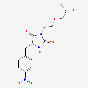 molecular formula C14H15F2N3O5 B7406194 3-[2-(2,2-Difluoroethoxy)ethyl]-5-[(4-nitrophenyl)methyl]imidazolidine-2,4-dione 