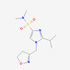 molecular formula C12H20N4O3S B7406235 1-(4,5-dihydro-1,2-oxazol-3-ylmethyl)-N,N-dimethyl-2-propan-2-ylimidazole-4-sulfonamide 