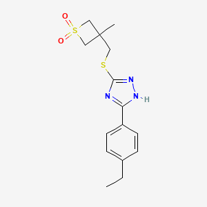 3-[[5-(4-ethylphenyl)-1H-1,2,4-triazol-3-yl]sulfanylmethyl]-3-methylthietane 1,1-dioxide