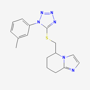 molecular formula C16H18N6S B7406264 5-[[1-(3-Methylphenyl)tetrazol-5-yl]sulfanylmethyl]-5,6,7,8-tetrahydroimidazo[1,2-a]pyridine 