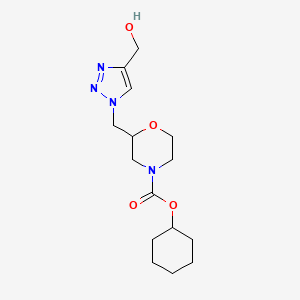 molecular formula C15H24N4O4 B7406299 Cyclohexyl 2-[[4-(hydroxymethyl)triazol-1-yl]methyl]morpholine-4-carboxylate 