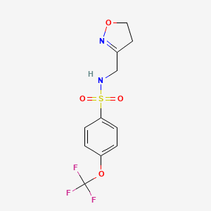 molecular formula C11H11F3N2O4S B7406320 N-(4,5-dihydro-1,2-oxazol-3-ylmethyl)-4-(trifluoromethoxy)benzenesulfonamide 