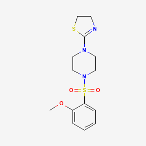 molecular formula C14H19N3O3S2 B7406327 2-[4-(2-Methoxyphenyl)sulfonylpiperazin-1-yl]-4,5-dihydro-1,3-thiazole 