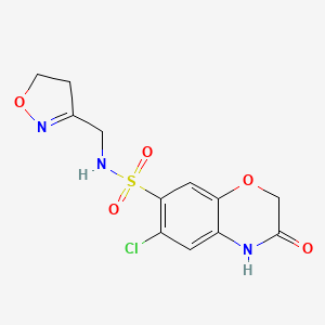 molecular formula C12H12ClN3O5S B7406343 6-chloro-N-(4,5-dihydro-1,2-oxazol-3-ylmethyl)-3-oxo-4H-1,4-benzoxazine-7-sulfonamide 