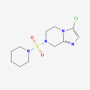 molecular formula C11H17ClN4O2S B7406361 3-chloro-7-piperidin-1-ylsulfonyl-6,8-dihydro-5H-imidazo[1,2-a]pyrazine 