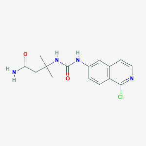 molecular formula C15H17ClN4O2 B7406402 3-[(1-Chloroisoquinolin-6-yl)carbamoylamino]-3-methylbutanamide 