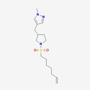 molecular formula C16H27N3O2S B7406445 4-[(1-Hept-6-enylsulfonylpyrrolidin-3-yl)methyl]-1-methylpyrazole 