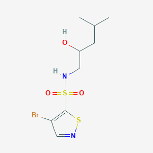 molecular formula C9H15BrN2O3S2 B7406451 4-bromo-N-(2-hydroxy-4-methylpentyl)-1,2-thiazole-5-sulfonamide 