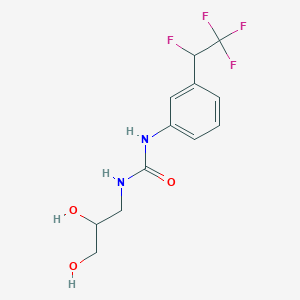 molecular formula C12H14F4N2O3 B7406456 1-(2,3-Dihydroxypropyl)-3-[3-(1,2,2,2-tetrafluoroethyl)phenyl]urea 