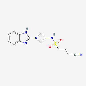 molecular formula C14H17N5O2S B7406463 N-[1-(1H-benzimidazol-2-yl)azetidin-3-yl]-3-cyanopropane-1-sulfonamide 