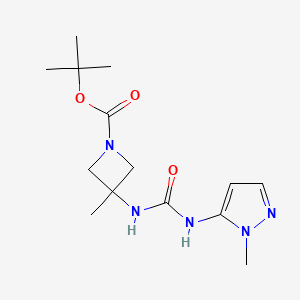 molecular formula C14H23N5O3 B7406543 Tert-butyl 3-methyl-3-[(2-methylpyrazol-3-yl)carbamoylamino]azetidine-1-carboxylate 