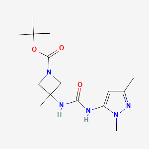 molecular formula C15H25N5O3 B7406559 Tert-butyl 3-[(2,5-dimethylpyrazol-3-yl)carbamoylamino]-3-methylazetidine-1-carboxylate 