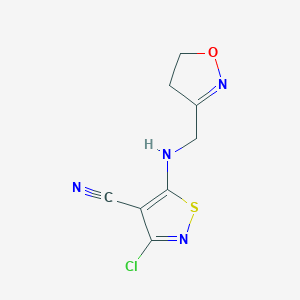 molecular formula C8H7ClN4OS B7406583 3-Chloro-5-(4,5-dihydro-1,2-oxazol-3-ylmethylamino)-1,2-thiazole-4-carbonitrile 