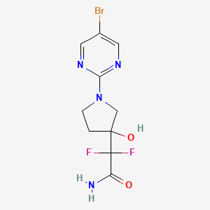 molecular formula C10H11BrF2N4O2 B7406649 2-[1-(5-Bromopyrimidin-2-yl)-3-hydroxypyrrolidin-3-yl]-2,2-difluoroacetamide 