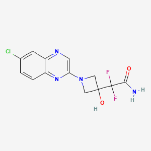 molecular formula C13H11ClF2N4O2 B7406722 2-[1-(6-Chloroquinoxalin-2-yl)-3-hydroxyazetidin-3-yl]-2,2-difluoroacetamide 