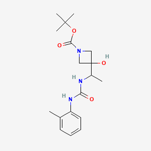 molecular formula C18H27N3O4 B7406768 Tert-butyl 3-hydroxy-3-[1-[(2-methylphenyl)carbamoylamino]ethyl]azetidine-1-carboxylate 