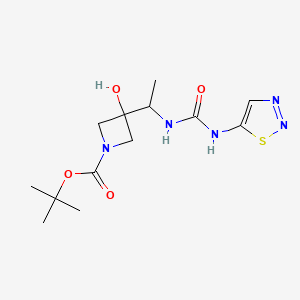 molecular formula C13H21N5O4S B7406778 Tert-butyl 3-hydroxy-3-[1-(thiadiazol-5-ylcarbamoylamino)ethyl]azetidine-1-carboxylate 