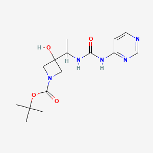 molecular formula C15H23N5O4 B7406781 Tert-butyl 3-hydroxy-3-[1-(pyrimidin-4-ylcarbamoylamino)ethyl]azetidine-1-carboxylate 