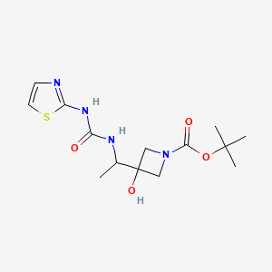 molecular formula C14H22N4O4S B7406813 Tert-butyl 3-hydroxy-3-[1-(1,3-thiazol-2-ylcarbamoylamino)ethyl]azetidine-1-carboxylate 