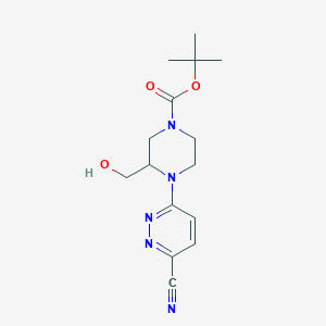 molecular formula C15H21N5O3 B7406822 Tert-butyl 4-(6-cyanopyridazin-3-yl)-3-(hydroxymethyl)piperazine-1-carboxylate 